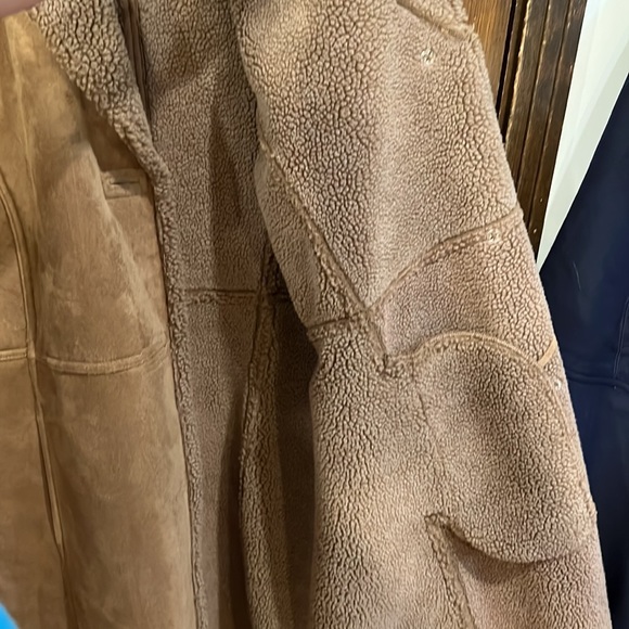 Lands End Sherpa Winter Coat Tan Petite Medium - Picture 5 of 5